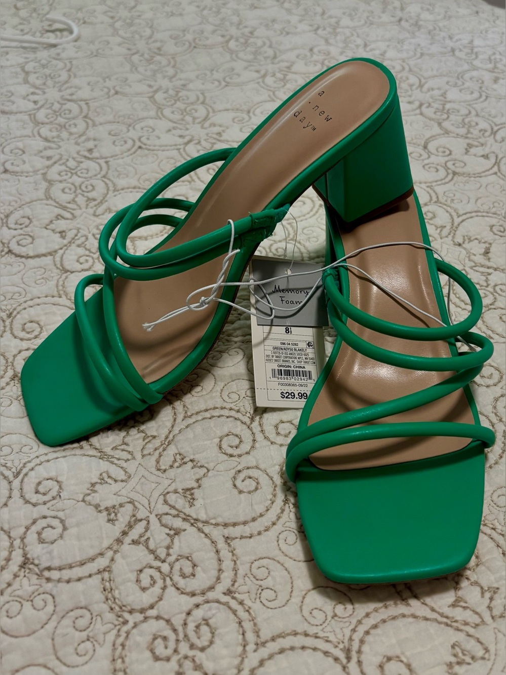 a new day Green Strappy Block Heel Sandals